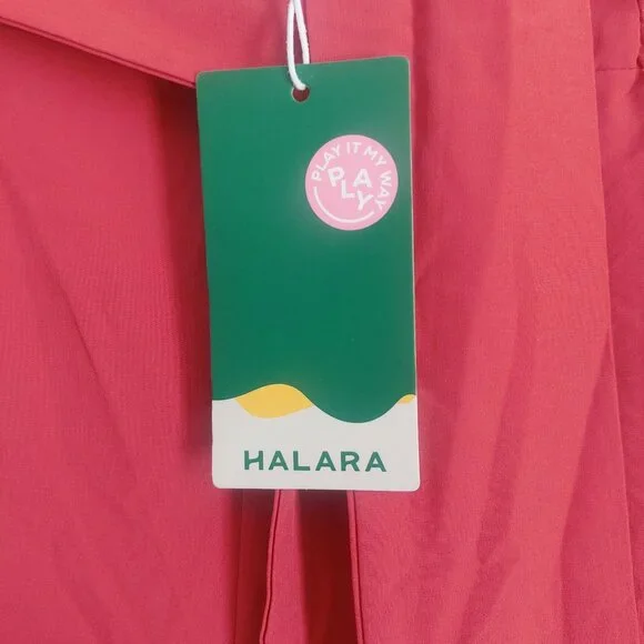 HALARA Pants High Rise Wide Leg M Orange Tiered Belted NWT Vacation Resort - Picture 8 of 11